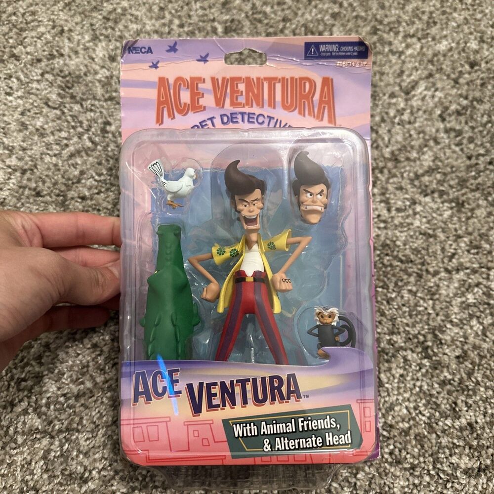 NECA Ace Ventura Pet Detective Animal Friends Alt Head 6" Figure Damaged Package